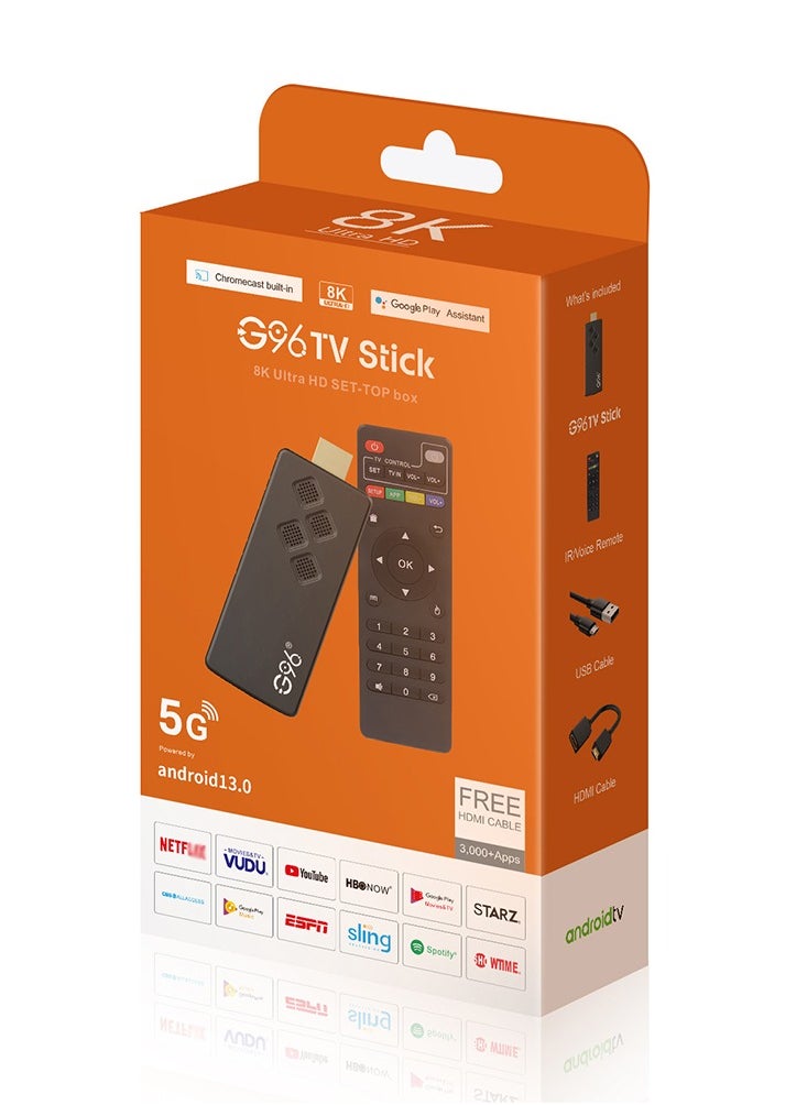 Furtey - Android 13 TV Stick with Remote Control , HD 8K Resolution Ultra HD Streaming Device, Allwinner H313 Bluetooth Streaming Media Player  Web Player , Home Media Player , Internet Set Top TV Box Black - Image 1