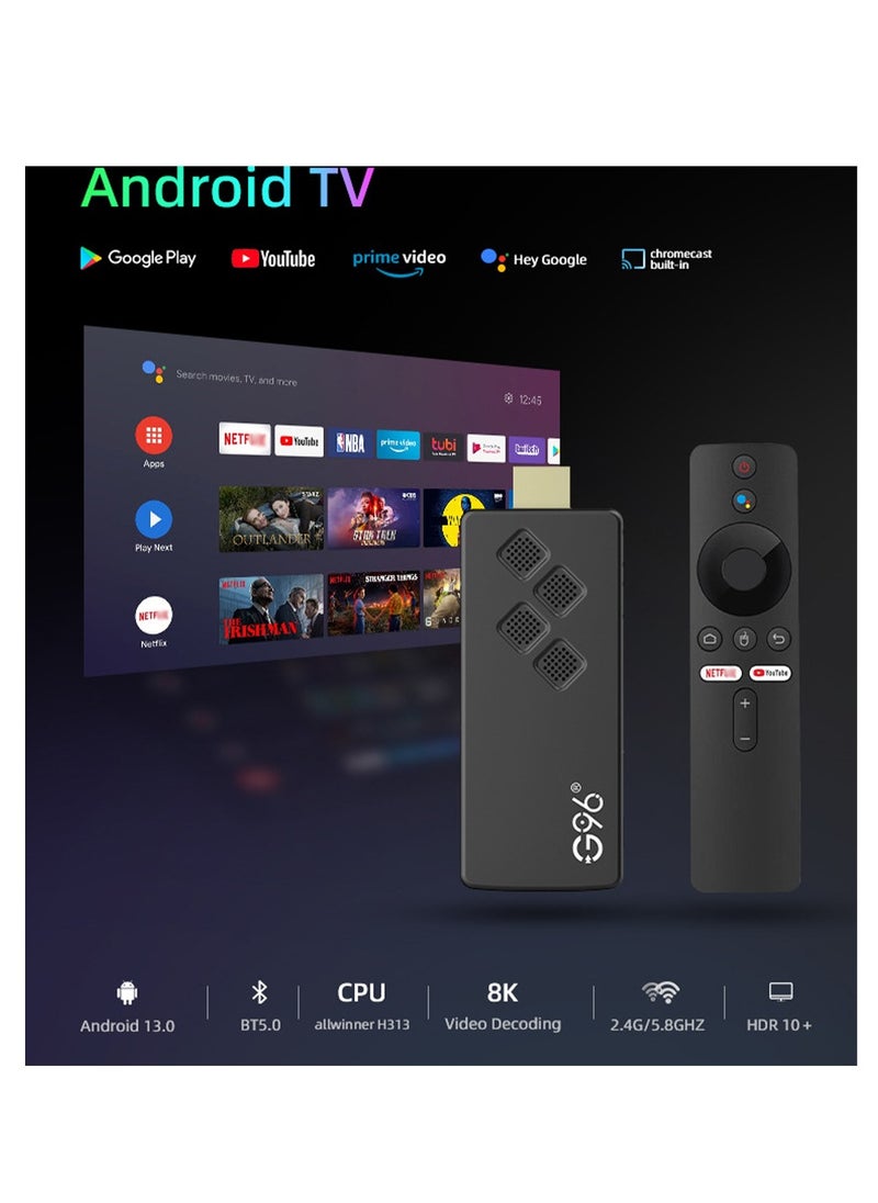 Furtey - Android 13 TV Stick with Remote Control , HD 8K Resolution Ultra HD Streaming Device, Allwinner H313 Bluetooth Streaming Media Player  Web Player , Home Media Player , Internet Set Top TV Box Black - Image 1