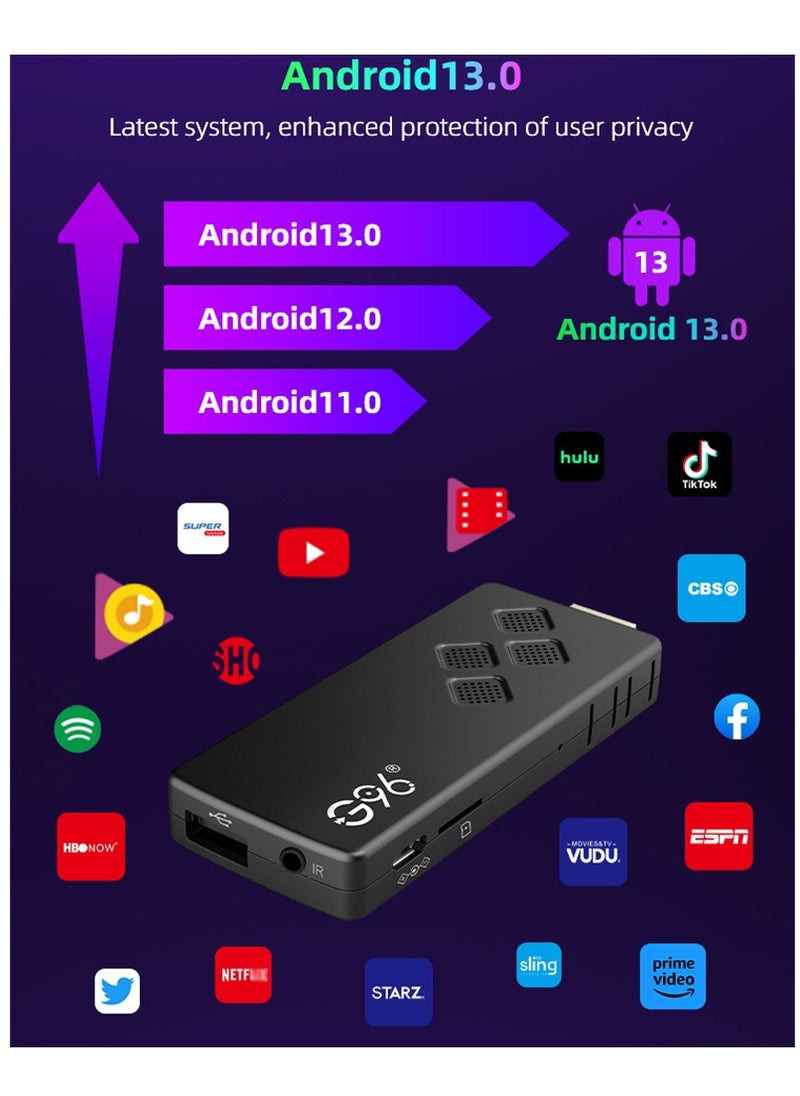 Furtey - Android 13 TV Stick with Remote Control , HD 8K Resolution Ultra HD Streaming Device, Allwinner H313 Bluetooth Streaming Media Player  Web Player , Home Media Player , Internet Set Top TV Box Black - Image 1