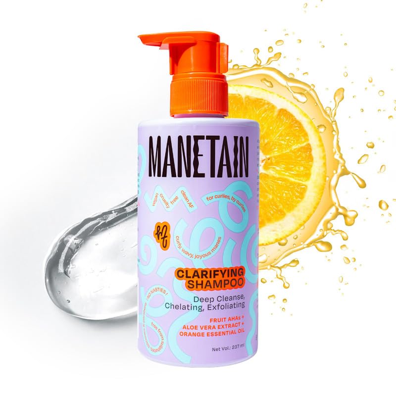Manetain Clarifying Shampoo for All Hair Types 236ml Sulphate Paraben and Toxin Free Mild Vegan Shampoo for Women, Men with Wavy, Dry, Curly and Frizzy Hair - Image 1