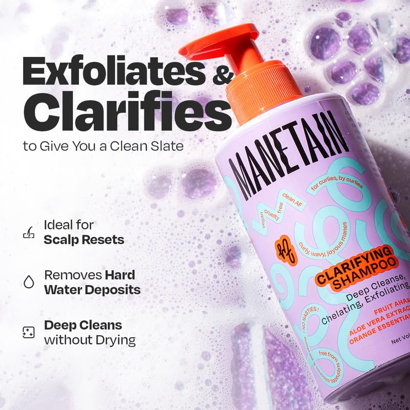 Manetain Clarifying Shampoo for All Hair Types 236ml Sulphate Paraben and Toxin Free Mild Vegan Shampoo for Women, Men with Wavy, Dry, Curly and Frizzy Hair - Image 2