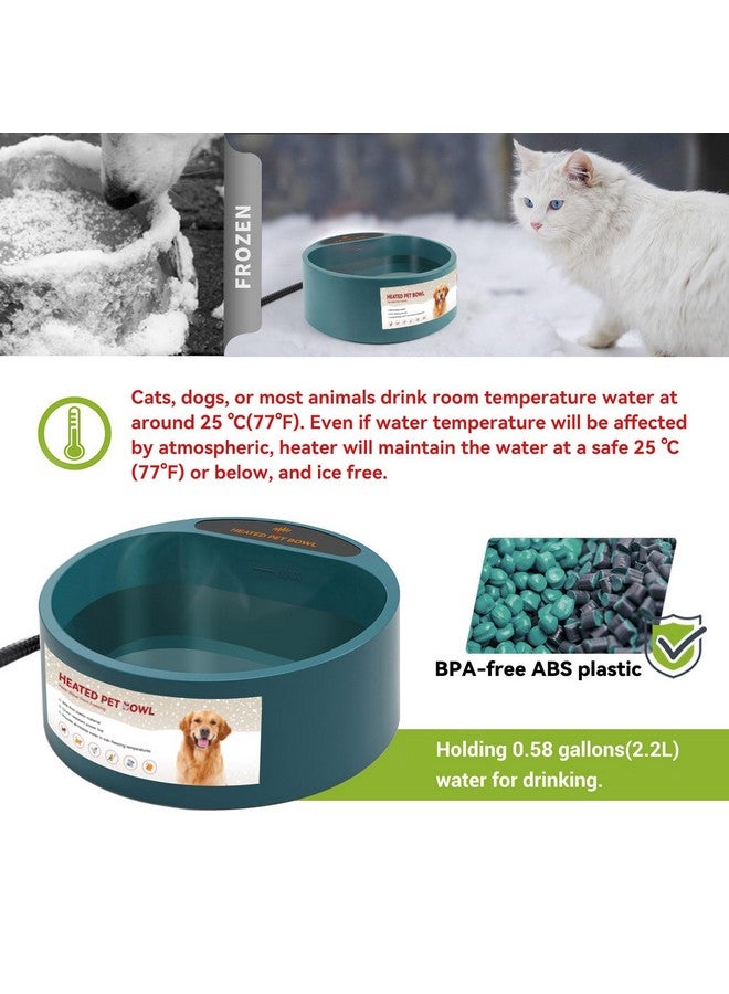 NAMSAN Heated Water Bowl for Outdoor Cats, 2.2L Heated Dog Bowl Provides Drinkable Water in Winter, Heated Pet Bowl for Chickens Rabbits Bird Bath, Livestock Thermal-Bowl - Image 2
