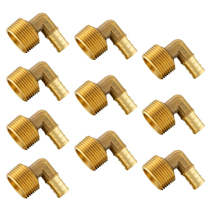 عبوة من 10 وصلات كوع نحاسية ملولبة NPT EFIELD Pex 12x12