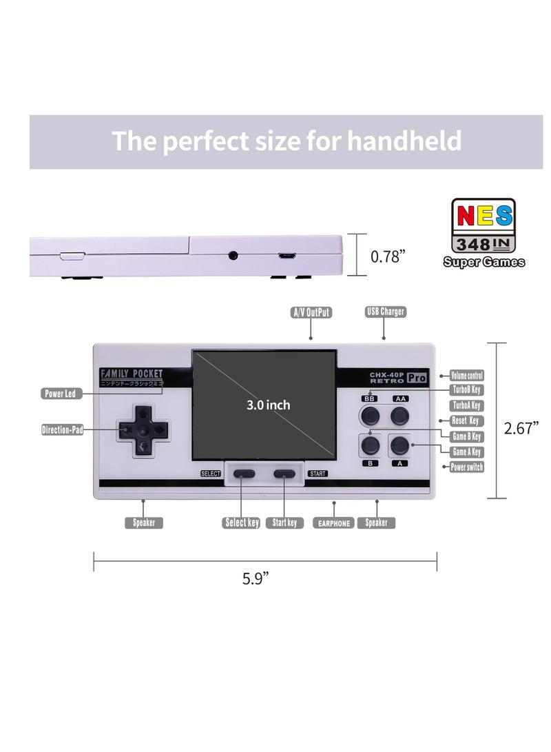 SYOSI Handheld Game for Kids Built-in 348 HD Classic Retro Video Games USB Rechargeable 3.0 Inch Childrens Travel Electronics Toys Portable Game Player Gift for Boys and Girls Ages 4-8-12 (Gray) - Image 3