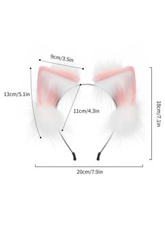 Excefore Faux Fur Cat Ears and Wolf Fox Tail Set, Cosplay Costume Faux Fur Hair Clip Headdress Anime Cosplay Party (Pink)  - Image 2