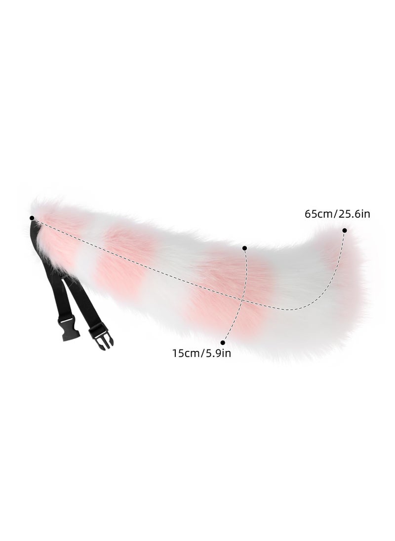 Excefore Faux Fur Cat Ears and Wolf Fox Tail Set, Cosplay Costume Faux Fur Hair Clip Headdress Anime Cosplay Party (Pink)  - Image 4