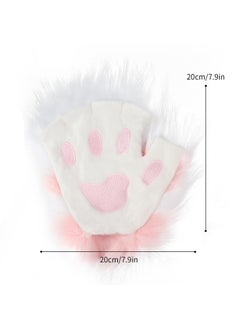 Excefore Faux Fur Cat Ears and Wolf Fox Tail Set, Cosplay Costume Faux Fur Hair Clip Headdress Anime Cosplay Party (Pink)  - Image 3