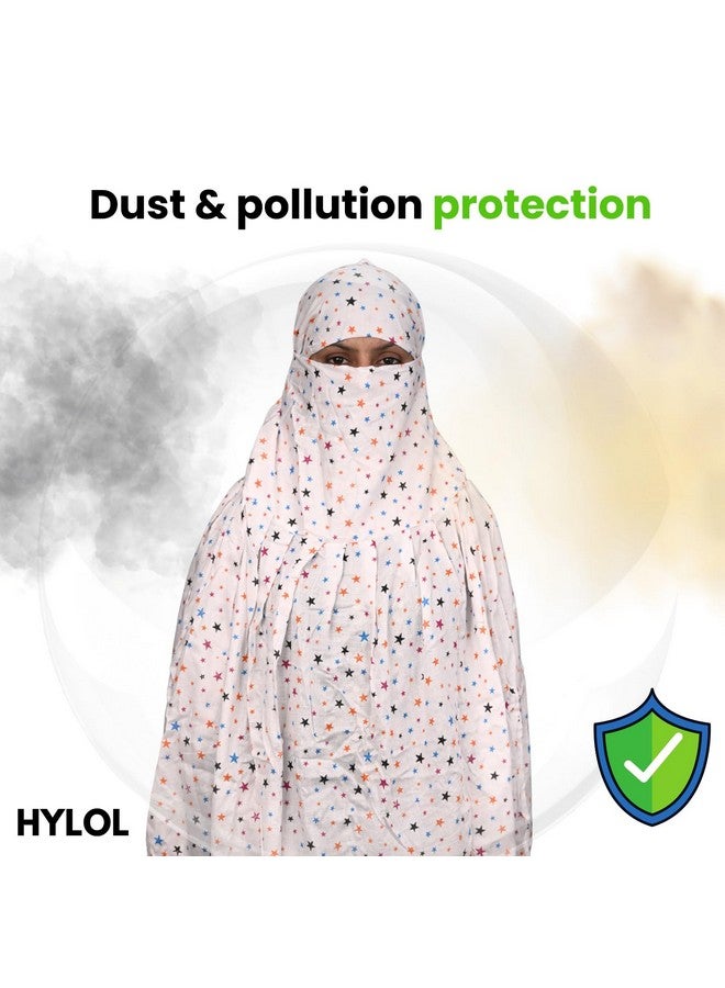 HYLOL Pure Cotton White Innovative Stylish Star Printed Pattern Fancy Scarf With Sun Protection Cover Face Cotton Mask For Women's And Girls (Star) For Female - Image 5