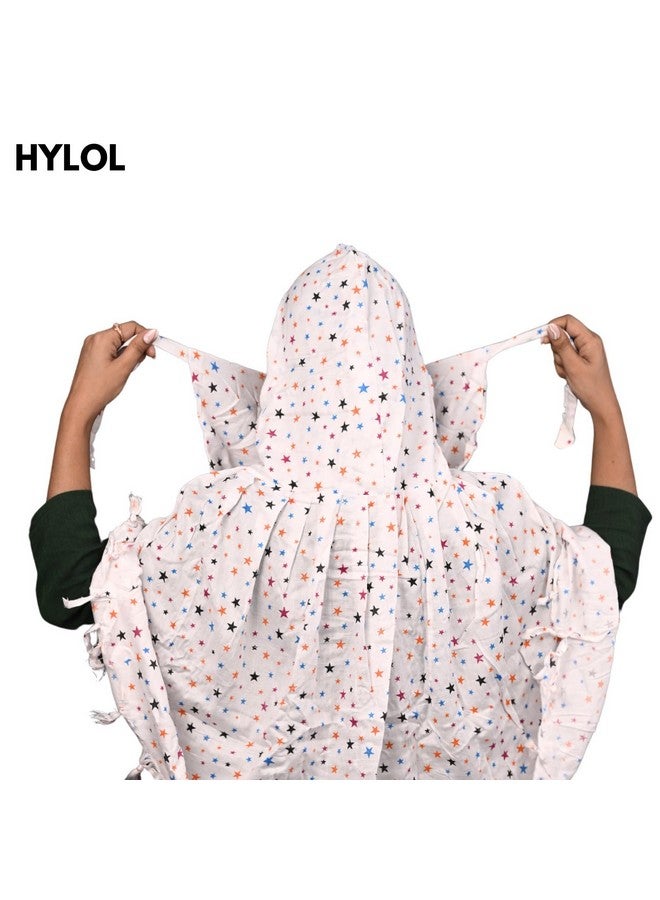 HYLOL Pure Cotton White Innovative Stylish Star Printed Pattern Fancy Scarf With Sun Protection Cover Face Cotton Mask For Women's And Girls (Star) For Female - Image 3