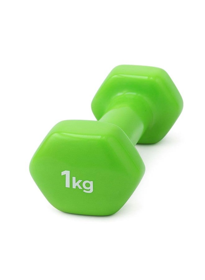 PUREFORCE Unisex Vinyl Fixed Dumbbell 1Kg - Pair Set Hand Weights for Strength Training - Workout Bench, Gym Exercises, and Home Workouts - Set of 2 Color Might Be Different - Image 3