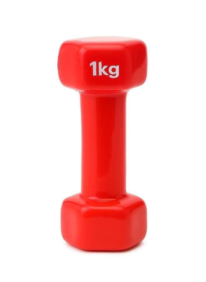 PUREFORCE Unisex Vinyl Fixed Dumbbell 1Kg - Pair Set Hand Weights for Strength Training - Workout Bench, Gym Exercises, and Home Workouts - Set of 2 Color Might Be Different - Image 1