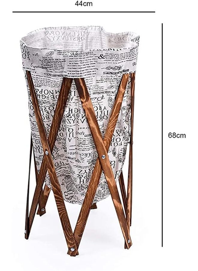 Laundry Basket Foldable Wooden with Fabric Liner – Portable Clothes & Toy Storage Bin - Image 4