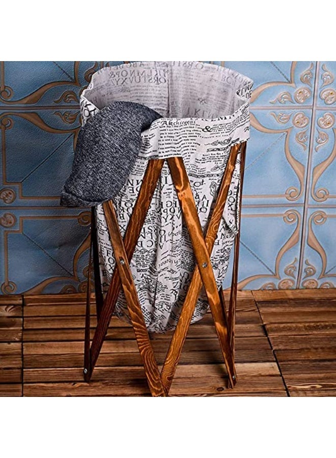 Laundry Basket Foldable Wooden with Fabric Liner – Portable Clothes & Toy Storage Bin - Image 3