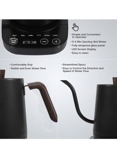 Electric Gooseneck Kettle 0.8L, 304 Stainless Steel Coffee and Tea Pot, Automatic Temperature Control and Constant Temperature, 1000W Quick Heating (Matte Black) - pzsku/Z3AC4267A81A63B6E8949Z/45/_/1725443213/20d06347-41a2-4f5f-a64c-57a34c34a001