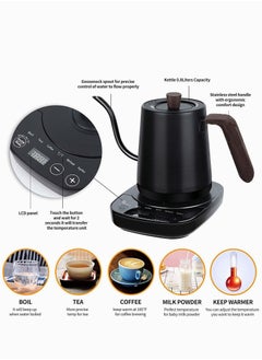 Electric Gooseneck Kettle 0.8L, 304 Stainless Steel Coffee and Tea Pot, Automatic Temperature Control and Constant Temperature, 1000W Quick Heating (Matte Black) - pzsku/Z3AC4267A81A63B6E8949Z/45/_/1725443222/7a982223-190d-4a96-8329-134189e4b020