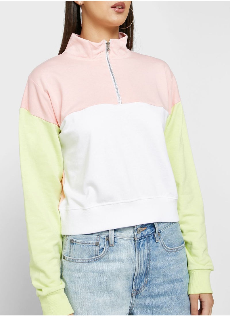 Ginger - Colorblock Cropped Sweatshirt - Image 1