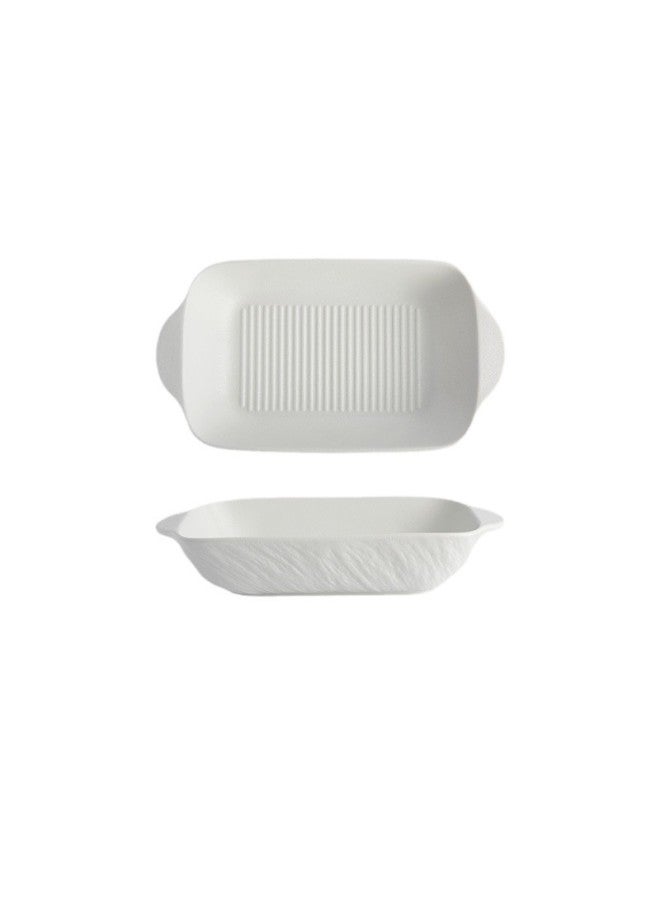 Rock Pattern Frosted Ceramic Baking Bowl Household Microwave Oven Plate Advanced Sense Oven Utensil Binaural Baking Pan-Specifications:Rock Pattern Frosted Baking Bowl -Capacity:501-600ml - Image 5
