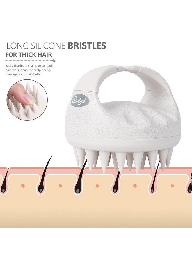 Sndyi Soft Silicone Scalp Massager for Dandruff Removal and Hair Growth - Wet Dry Scalp Exfoliator Brush for Scalp Care - Beige - Image 4