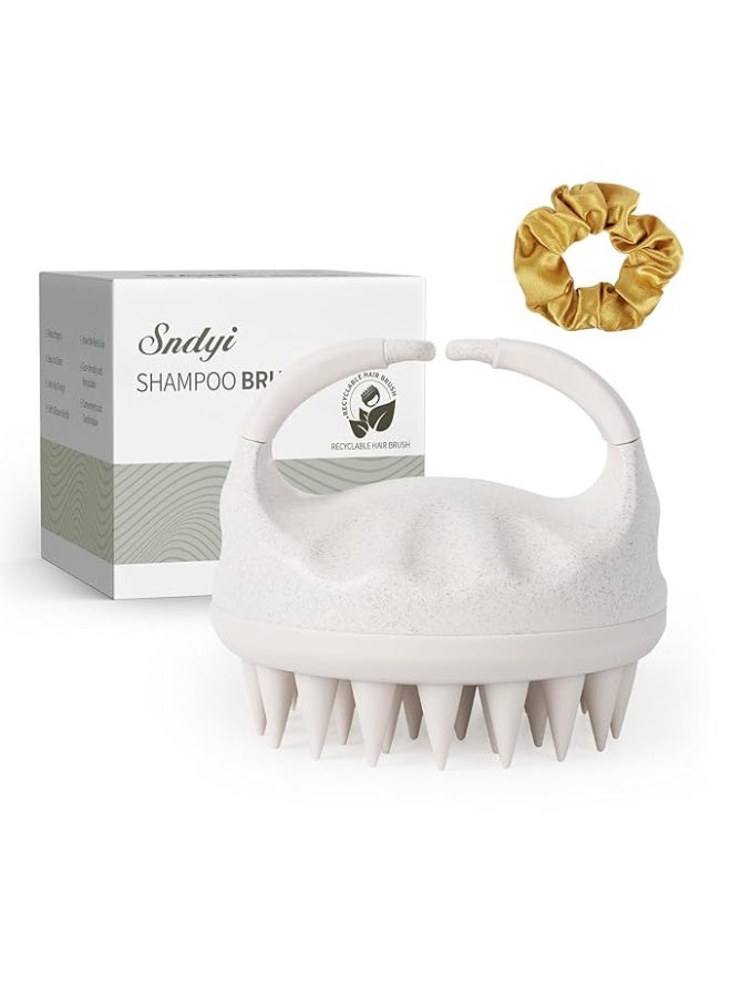 Sndyi Soft Silicone Scalp Massager for Dandruff Removal and Hair Growth - Wet Dry Scalp Exfoliator Brush for Scalp Care - Beige - Image 1