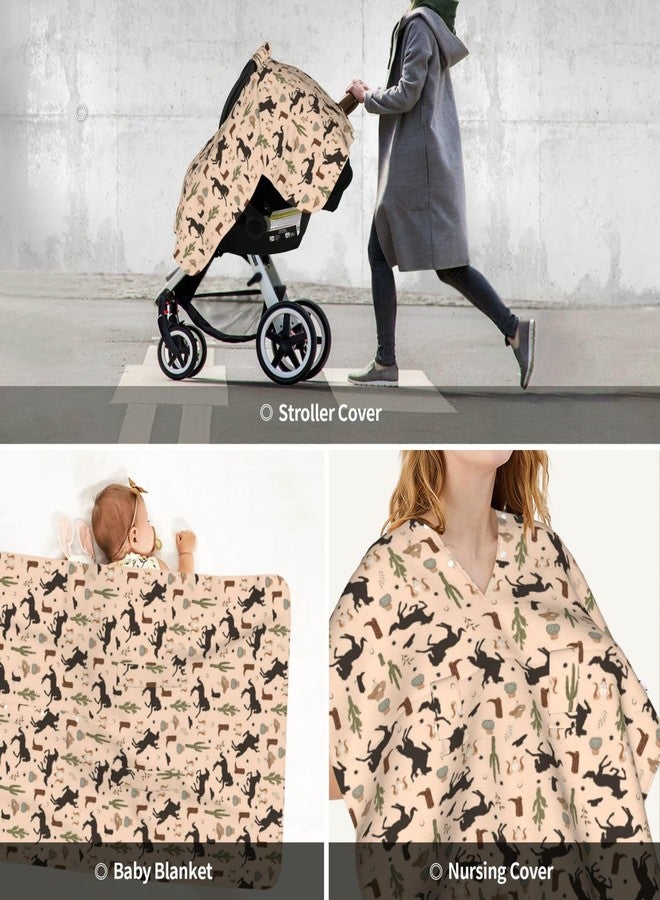 Mcewoel Western Baby Car Seat Canopy Cover, Nursing Cover for Newborn, Western Baby Stuff Stroller Cover for All Seasons - Image 5