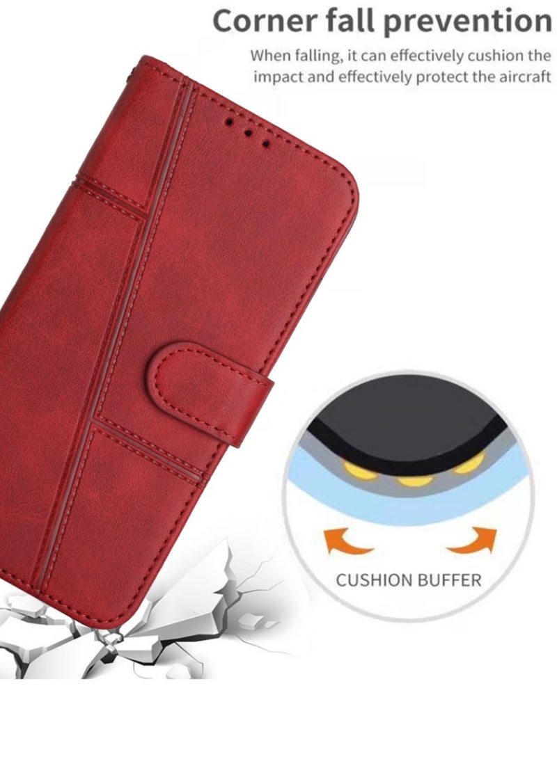 Best Choice Products For Infinix Smart 8 Case,Premium Infinix Smart 8 Leather Wallet Cover with Card Holder Kickstand Magnetic Closure Flip Folio Case Cover for Infinix Smart 8,Red  - Image 5
