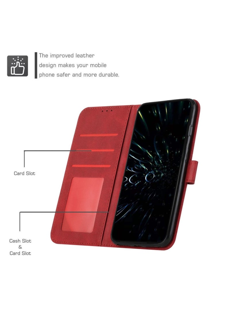 Best Choice Products For Infinix Smart 8 Case,Premium Infinix Smart 8 Leather Wallet Cover with Card Holder Kickstand Magnetic Closure Flip Folio Case Cover for Infinix Smart 8,Red  - Image 3
