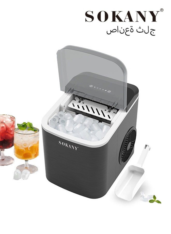 sokany - Ice Maker,12 Kg/24 Hours, 9 Pcs Ready In 6 Mins, One-touch Cleaning, 20°C Ice Capacity Daily, 1.3L Water Tank Storage, Bullet Ice Cube Shape, Water Shortage Indicator, Self- Cleaning, Two Size Ice Cube,Scoop Included ,SK-03038 - Image 1
