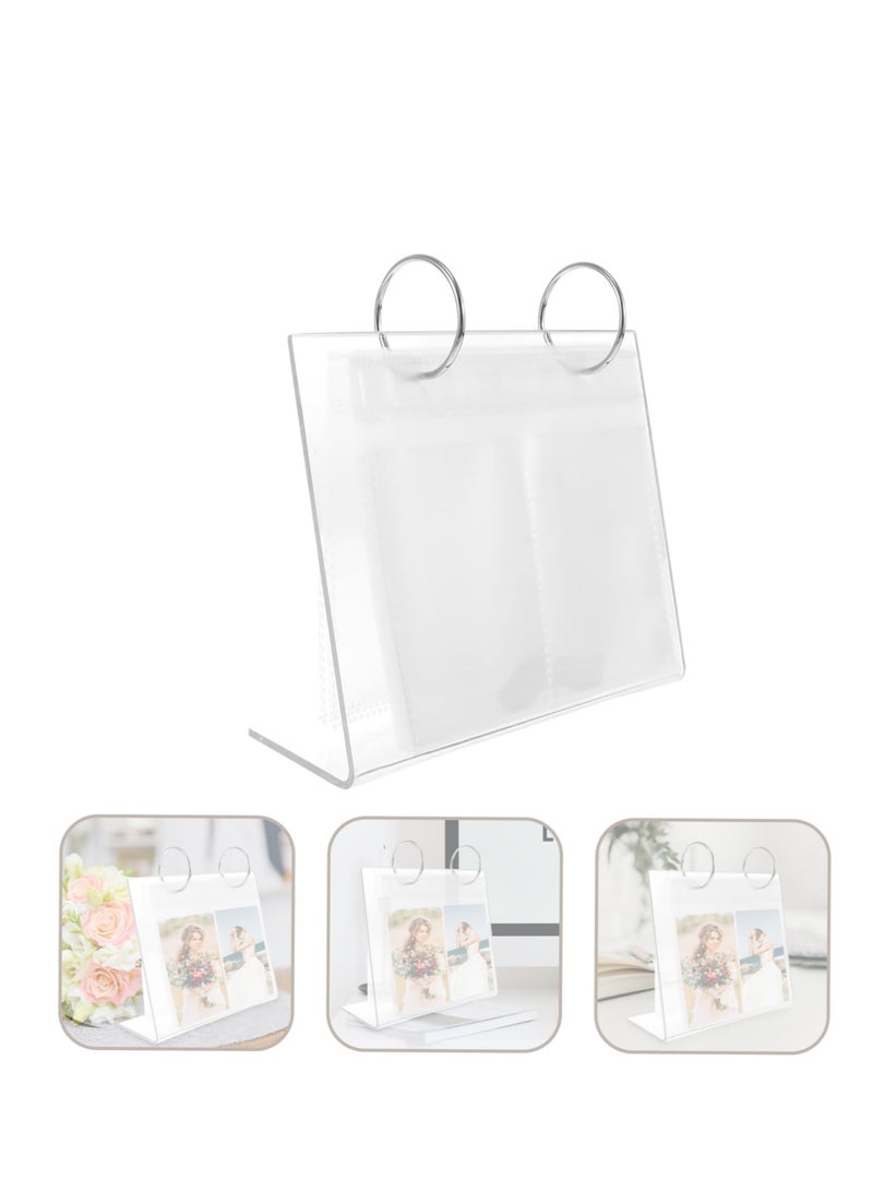 SOLARAE Photo Album Decoration for Home Top Acrylic Flip Scrapbook Anniversary Pictures Memory Household Color Calendar Decorative Holder Collection Standing Table Transparent Desk Photo Album - Image 1