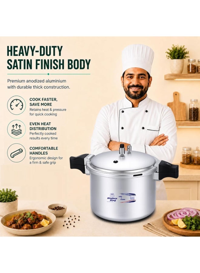 Kitchen King kk Kitchen King Blaze Pressure Cooker, Safe, Durable Anodized Aluminium, Satin Finish, Pressure Control, Extra Safety, Indication Pin, Easy Opening, Controlled GRS, Heat Resistant Handle (25 Liters) - Image 4