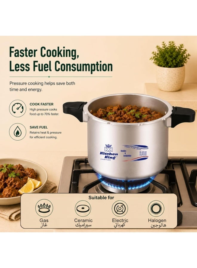 Kitchen King kk Kitchen King Blaze Pressure Cooker, Safe, Durable Anodized Aluminium, Satin Finish, Pressure Control, Extra Safety, Indication Pin, Easy Opening, Controlled GRS, Heat Resistant Handle (25 Liters) - Image 5