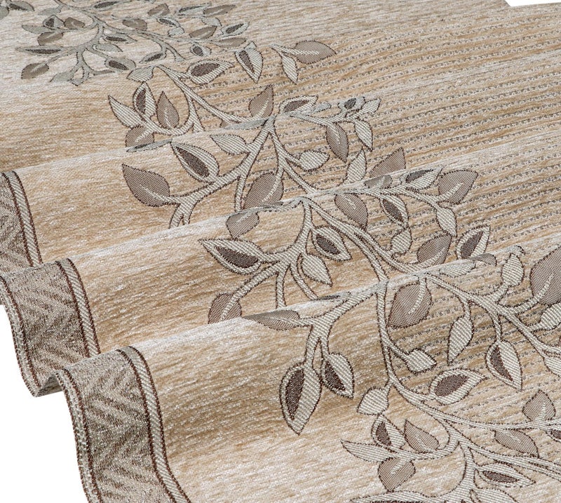 Nendle Refined Velvet Floral Sofa Mats 5 Seater Set Cover Elegant and Durable Protector for Living Room Sofa Mat 3 Seater and 2 Seater (Color Beige, Pack of 2) - Image 2