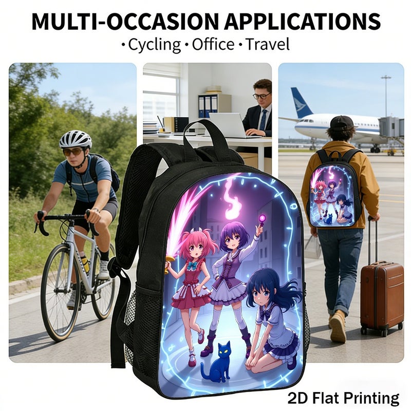 Daily anime magical girls Backpack Durable Large Capacity 2D Flat Print for work travel outing for Teens - Image 5