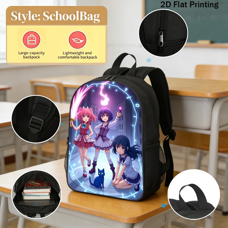 Daily anime magical girls Backpack Durable Large Capacity 2D Flat Print for work travel outing for Teens - Image 2