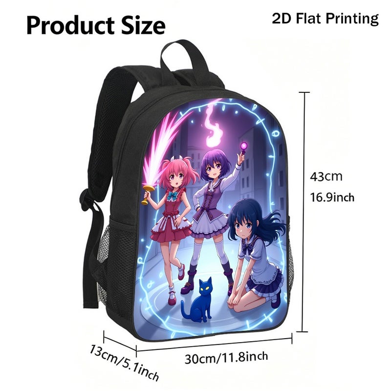 Daily anime magical girls Backpack Durable Large Capacity 2D Flat Print for work travel outing for Teens - Image 3