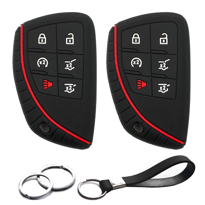 INFIPAR 2pcs Compatible with Chevy Chevrolet Colorado Suburban Tahoe Buick Envision GMC Canyon Yukon XL Honda Prologue 6 Buttons Key Fob Cover Case Key Chain Protector Keyless Entry Remote Holder - Image 1