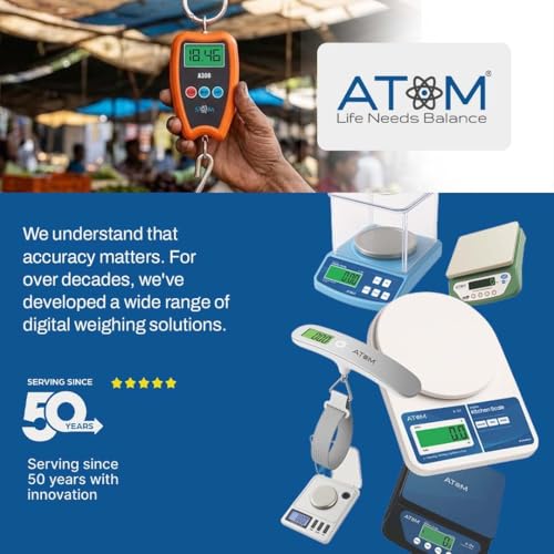 ATOM A 308 200kg hanging weighing scale | Mini Crane scale | Electronic portable weight machine for luggage, agriculture, fishing and scrap | Digital multipurpose weighing scale | Batteries included - Image 5