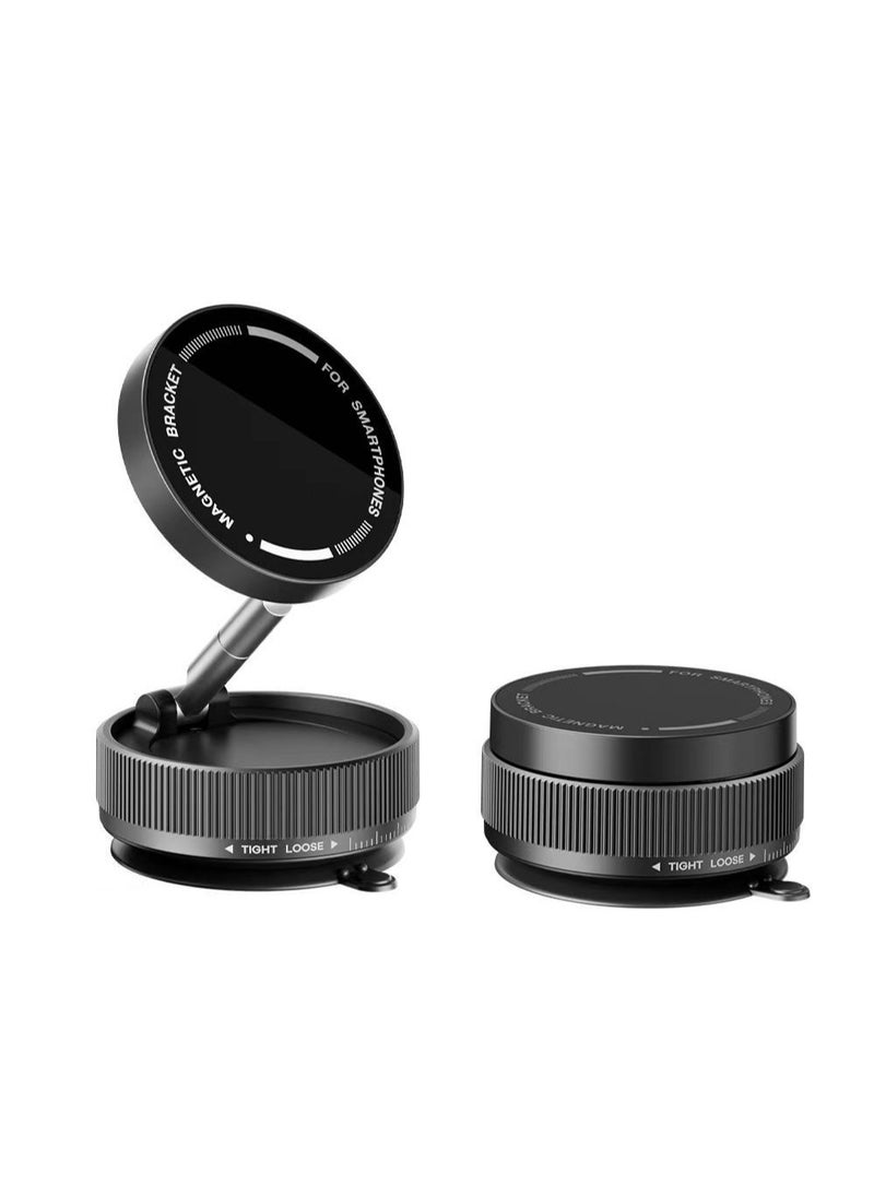 Jourvent - Magnetic Car Phone Holder,with Foldable Stand, Suction Cup Mount Made of Zinc Alloy, Multi-Angle Rotation, Includes Mirror Stickers, Magnetic Sheets, Hex Wrench, and Foldable Bracket for Easy Installation. - Image 1
