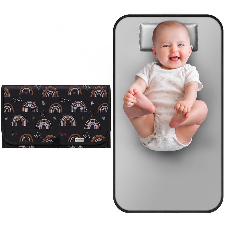 Babebay Portable Diaper Changing Pad, Waterproof Foldable Travel Changing Mat for Baby Boy Girl, Lightweight Travel Changing Station, Boho Geometric Pattern - Image 1