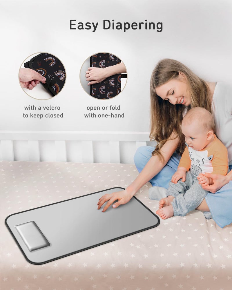 Babebay Portable Diaper Changing Pad, Waterproof Foldable Travel Changing Mat for Baby Boy Girl, Lightweight Travel Changing Station, Boho Geometric Pattern - Image 4