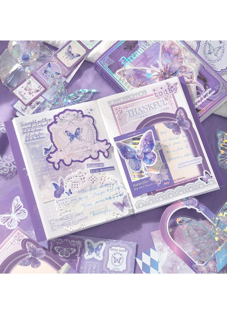 162-Piece Purple Vintage Scrapbook Accessory Set Aesthetic Bullet Junk Journal Kit With Journaling Scrapbook Accessories A6 Grid Notebook Diy Scrapbook Gift For Teenagers And Children Literary And Artistic - Image 3