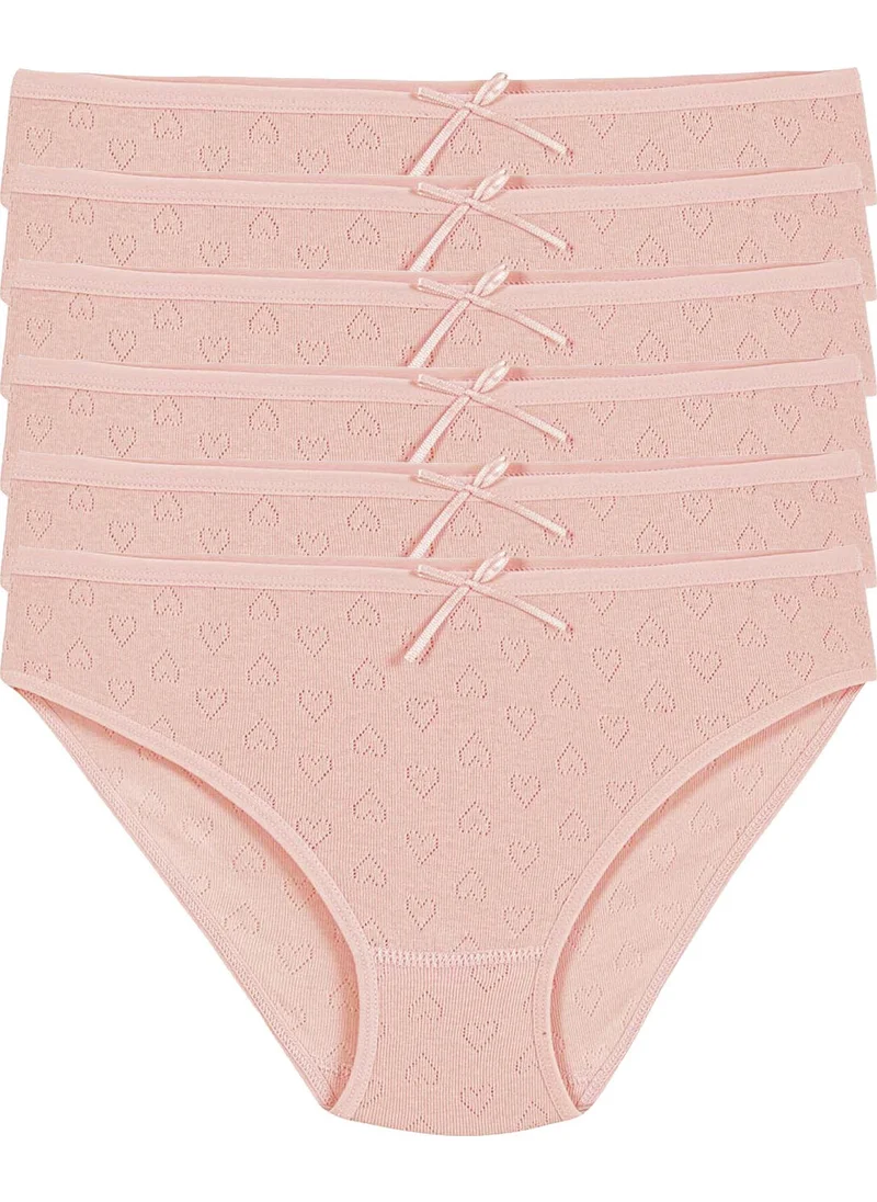 Yıldız Çamaşır Yıldız Laundry 6-Piece Cotton Women's Jacquard Heart Bikini Panties Q3575