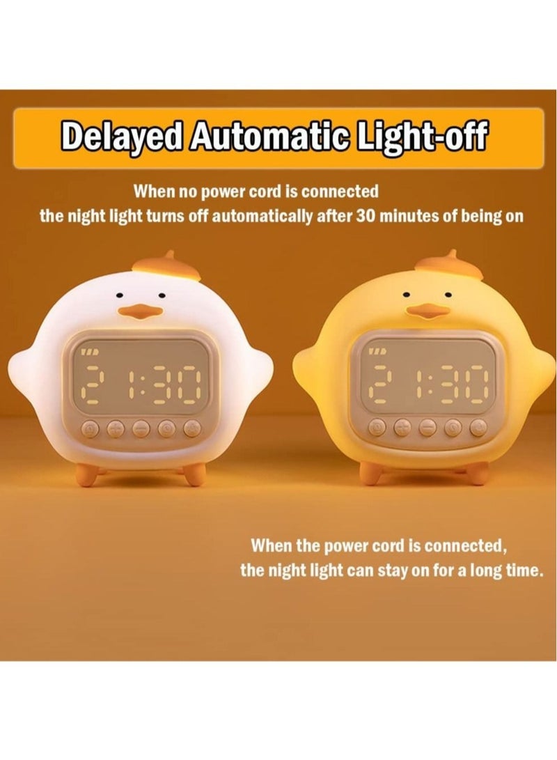 كابتن تيك Duck Alarm Clock Night Light, Children's Fun Duckling Wake Up Lamp, Alarm Clock, Night Light for Kids' Bedroom Decoration, Sleep Training Clock, Birthday Gift(White) - Image 4