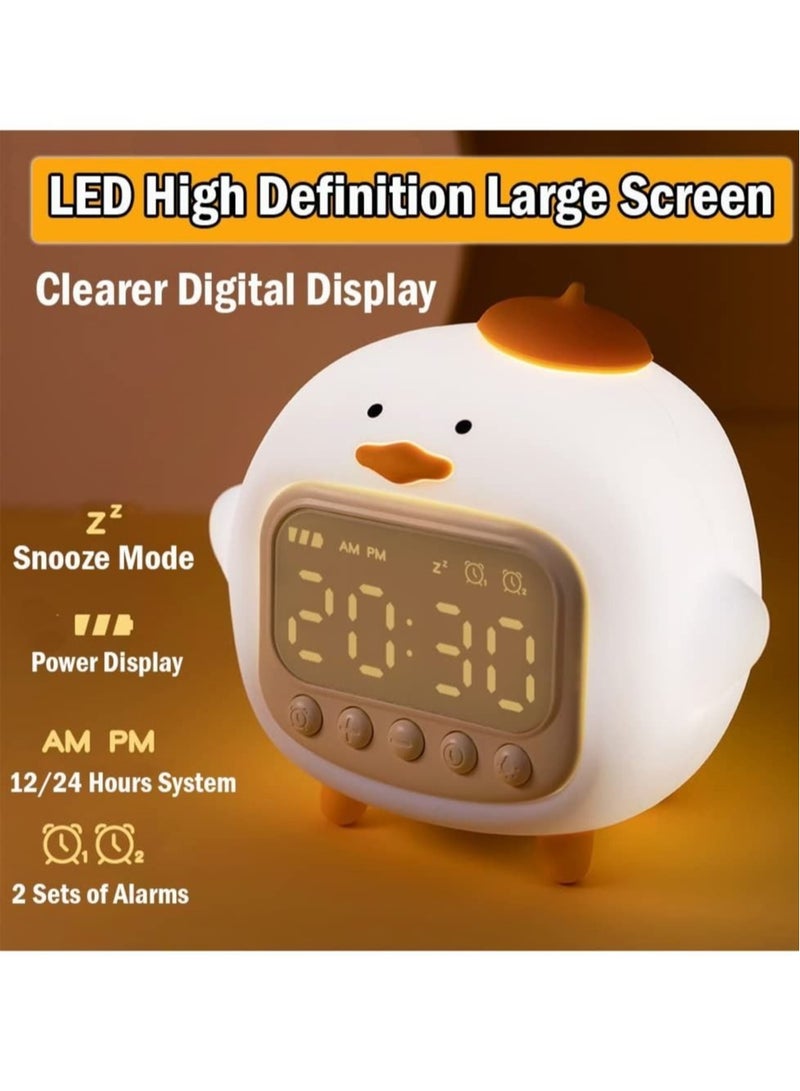كابتن تيك Duck Alarm Clock Night Light, Children's Fun Duckling Wake Up Lamp, Alarm Clock, Night Light for Kids' Bedroom Decoration, Sleep Training Clock, Birthday Gift(White) - Image 5