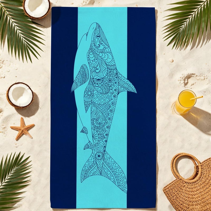 Shark Microfiber Lightweight Beach Towel - Quick Dry, Sand Free, Absorbent - Image 5