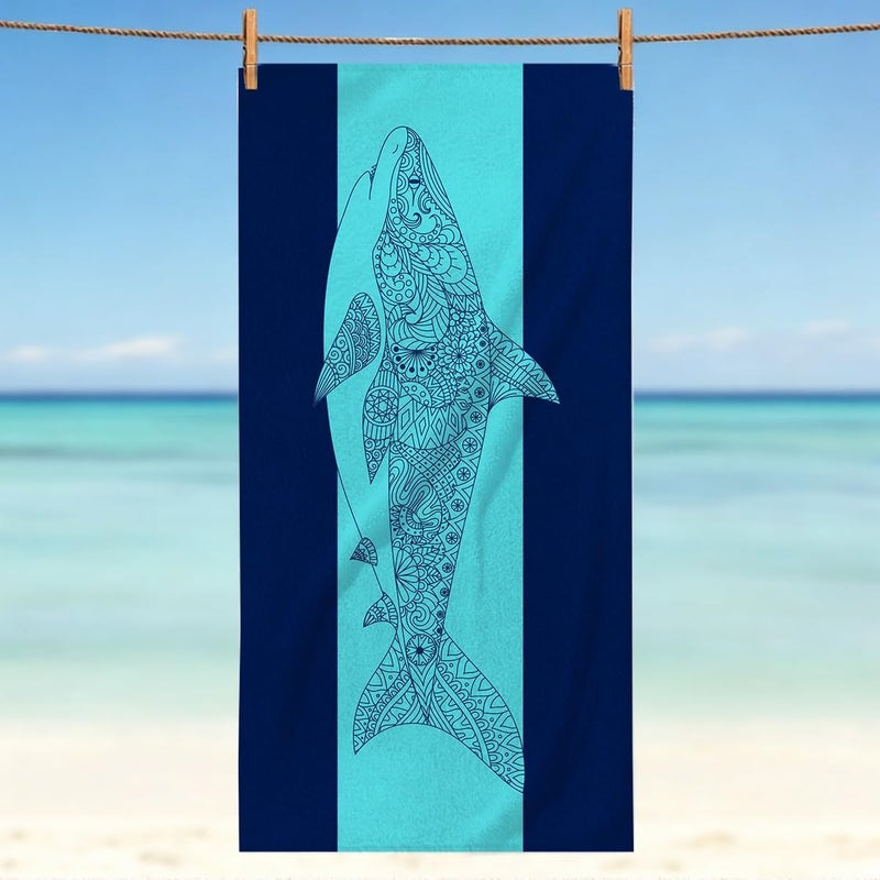 Shark Microfiber Lightweight Beach Towel - Quick Dry, Sand Free, Absorbent - Image 3