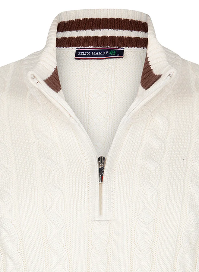 FELIX HARDY Cable Knit Half Zipper Pullover