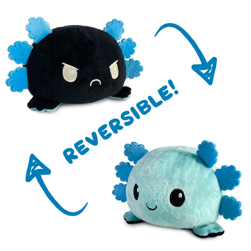 TeeTurtle - The Original Reversible Axolotl Plushie - Blue + Black - Cute Sensory Fidget Stuffed Animals That Show Your Mood - Image 3