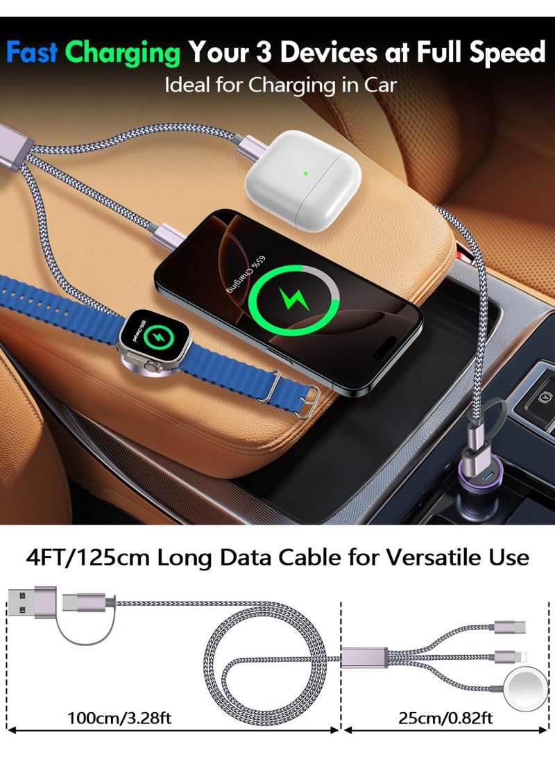 general 2Pack Multi Fast Charging Cable for Travel Essentials,Apple Watch Charger,iPhone Charger[3-in-2] USB A/Type C/Lightning Cable for iWatch Ultra/SE/10-2,iPhone 16-11,Galaxy S25-21,Airpods,iPad,Car-4FT - Image 4