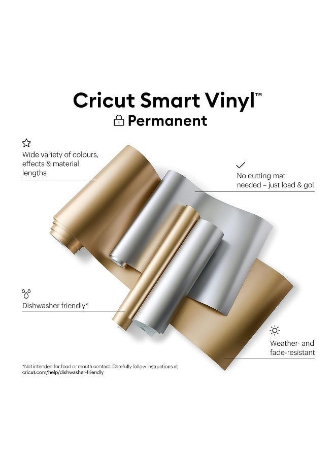 Cricut Smart Vinyl Permanent 33Cmx3.6 Meter 1 Sheet Mat Silver - Image 2