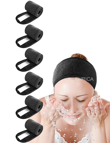 EUICAE Hair Wrap Headband 6 Pack Nonslip Stretchable Washable Makeup Headband for Face Wash Facial Treatment Sport Fits All White Black